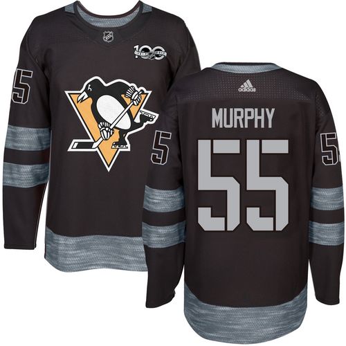 Adidas Penguins #55 Larry Murphy Black 1917-100th Anniversary Stitched NHL Jersey - Click Image to Close